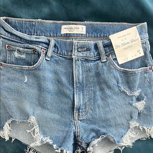 Abercrombie & Fitch Blue Denim mid rise Mom Shorts
